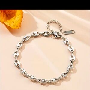 Stainless Steel Coffee Bean-Inspired Hollow Oval Bracelet, Fashionable & Simple